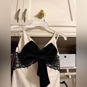 Club L London White Dress with Black Lace Bow